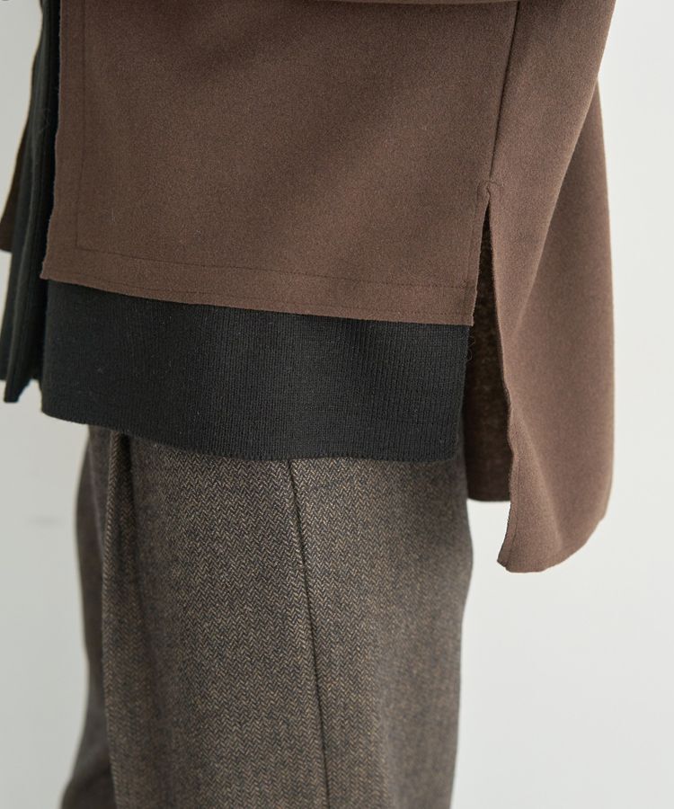 YECCA VECCA「ニット切替メルトンVネックカーディガン」|カーディガン|