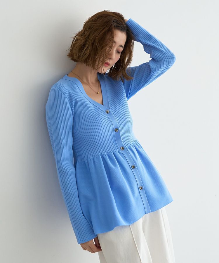 YECCA VECCA「ペプラムカーディガン」|カーディガン|Blue