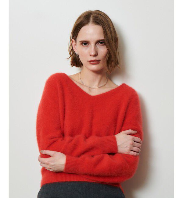 allureville「カシミヤブレンドファー加工Ｖプルオーバー」|ニット・セーター|