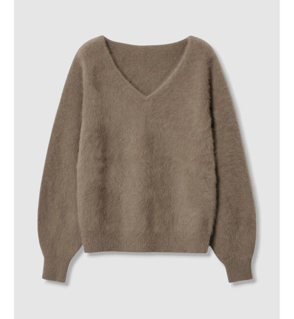 allureville「カシミヤブレンドファー加工Ｖプルオーバー」|ニット・セーター|モカ