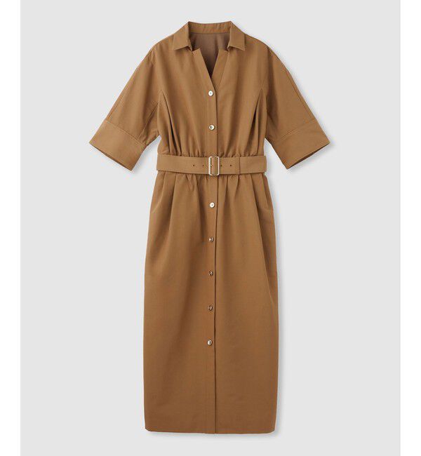 LOULOU WILLOUGHBY「【LOULOU WILLOUGHBY】ナイロンコットンクロスシャツワンピース」|ワンピース|キャメル