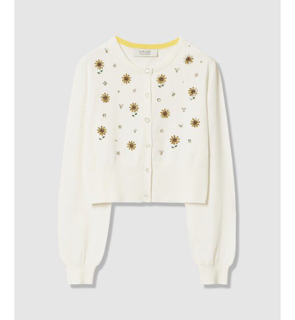 LOULOU WILLOUGHBY「 WEB 一部店舗限定【LOULOU WILLOUGHBY】サンフラワービジューカーディガン」|カーディガン|