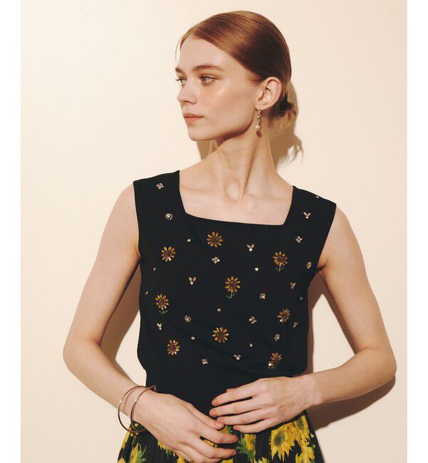 LOULOU WILLOUGHBY「WEB 一部店舗限定【LOULOU WILLOUGHBY】サンフラワービジュータンクトップ」|ニット・セーター|