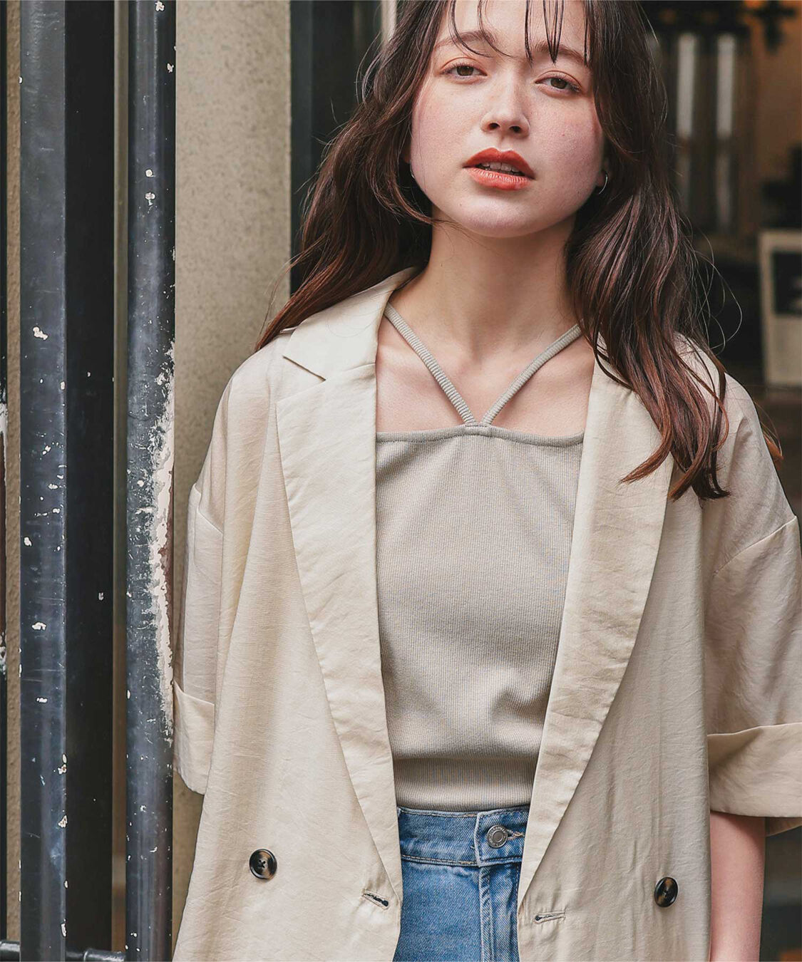 titivate「前後2wayデザインリブタンクトップ」|タンクトップ|グレージュ