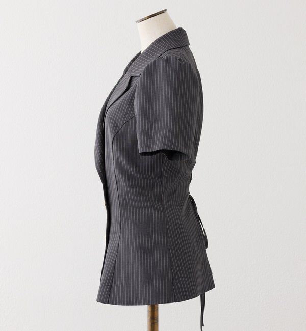  「【セットアップ可能】レースアップ半袖ジャケット／SMサイズ」|ダウンベスト・ベスト|