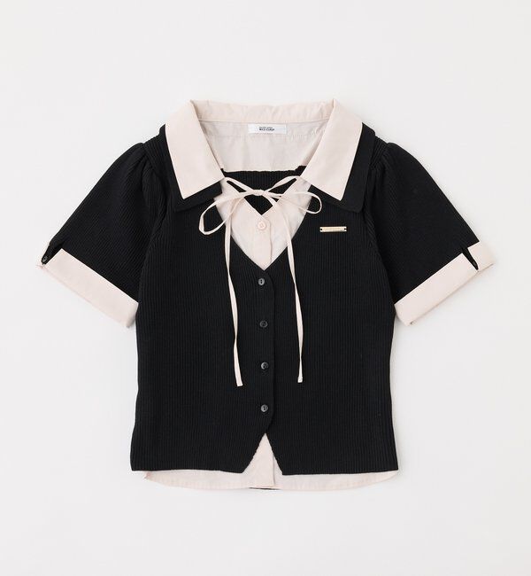  「シャツドッキング半袖トップス」|ニット・セーター|