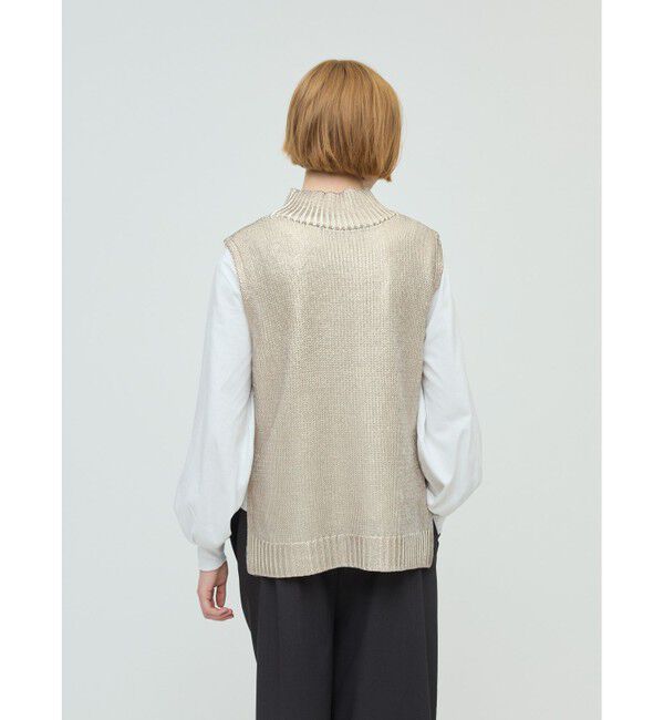 mizuiro ind「mizuiro ind 箔プリントハイネックベスト」|ニット・セーター|