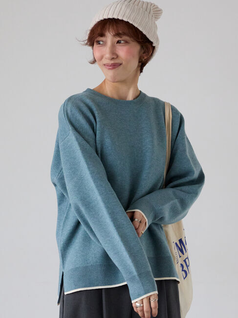 Lugnoncure「ジャカード配色ワイドニット」|ニット・セーター|ブルー