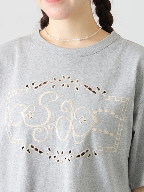 Samansa Mos2「三角ストール付カットワーク刺繍Tシャツ」|Tシャツ・カットソー|