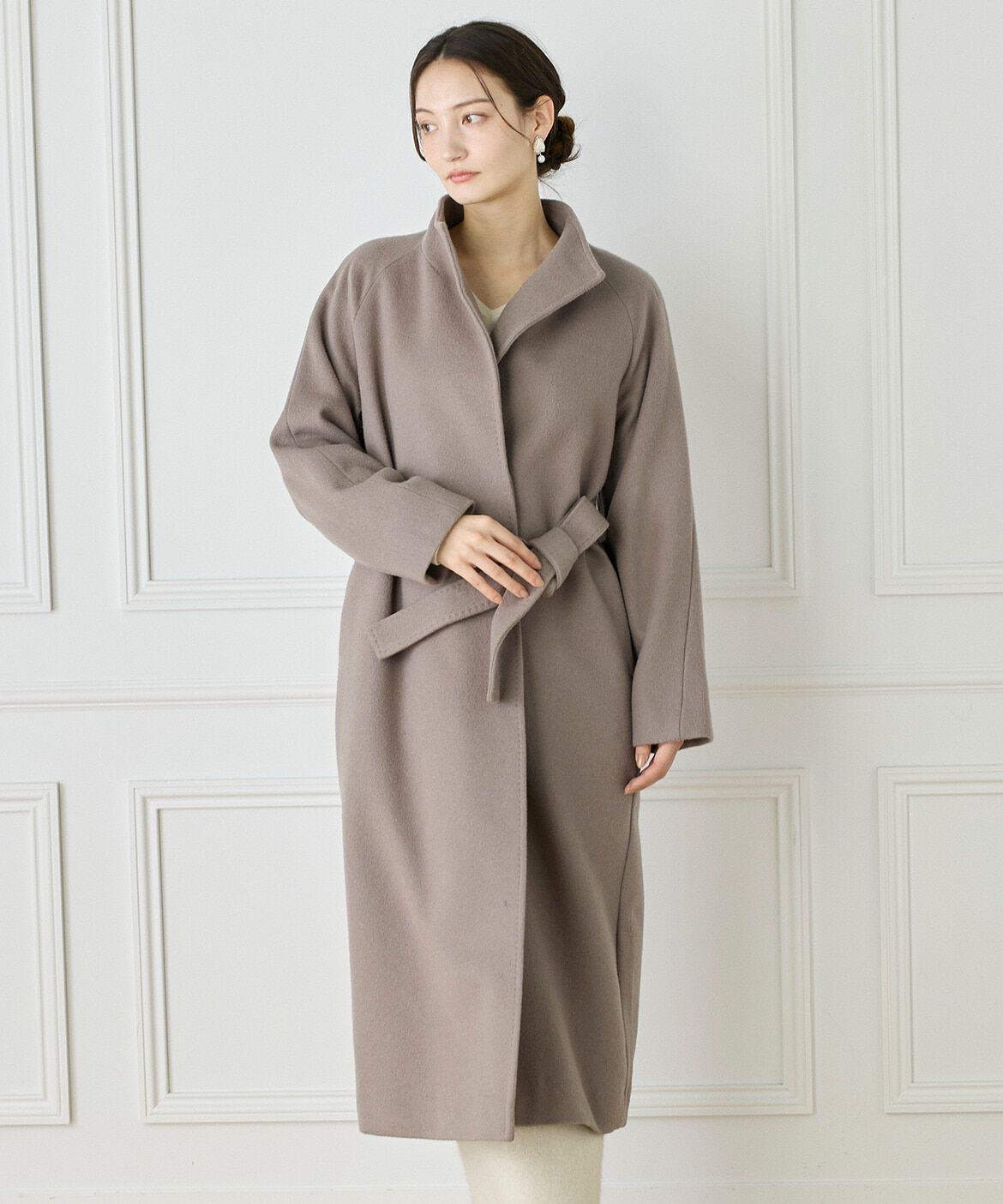 INED「《大きいサイズ》スタンドカラーラグランスリーブコート」|その他|