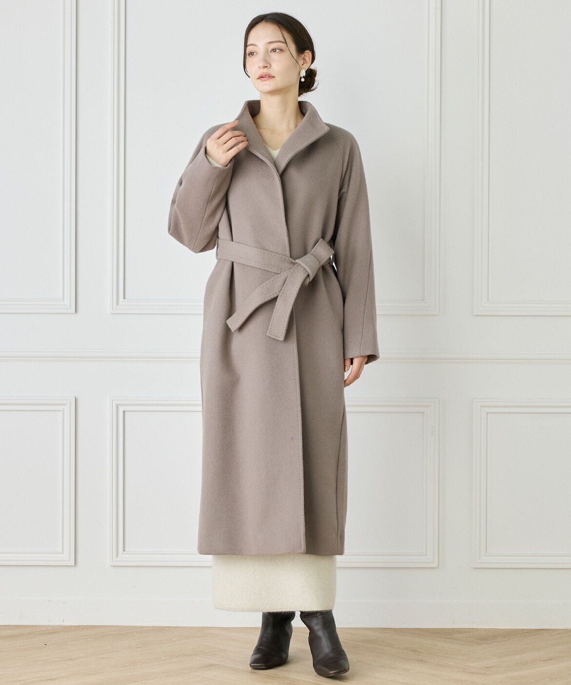 INED「《大きいサイズ》スタンドカラーラグランスリーブコート」|その他|