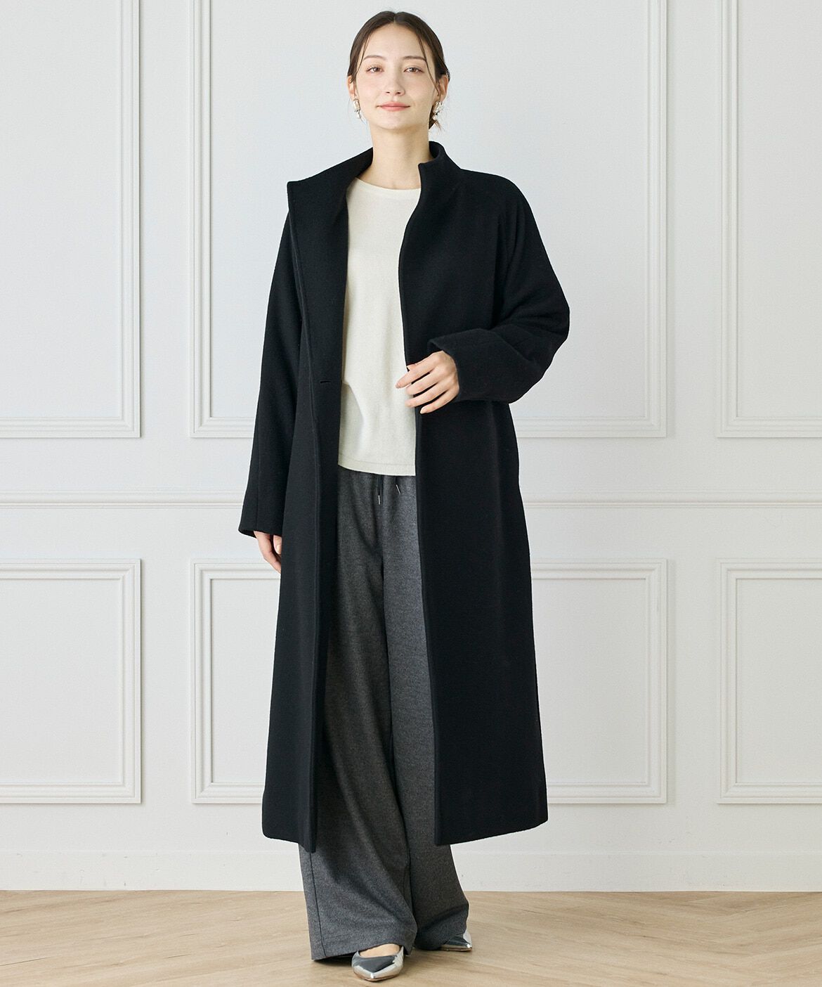 INED「《大きいサイズ》スタンドカラーラグランスリーブコート」|その他|