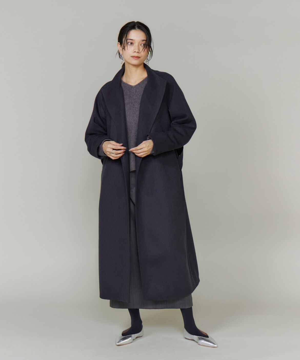INED「《大きいサイズ》スタンドカラーラグランスリーブコート」|その他|