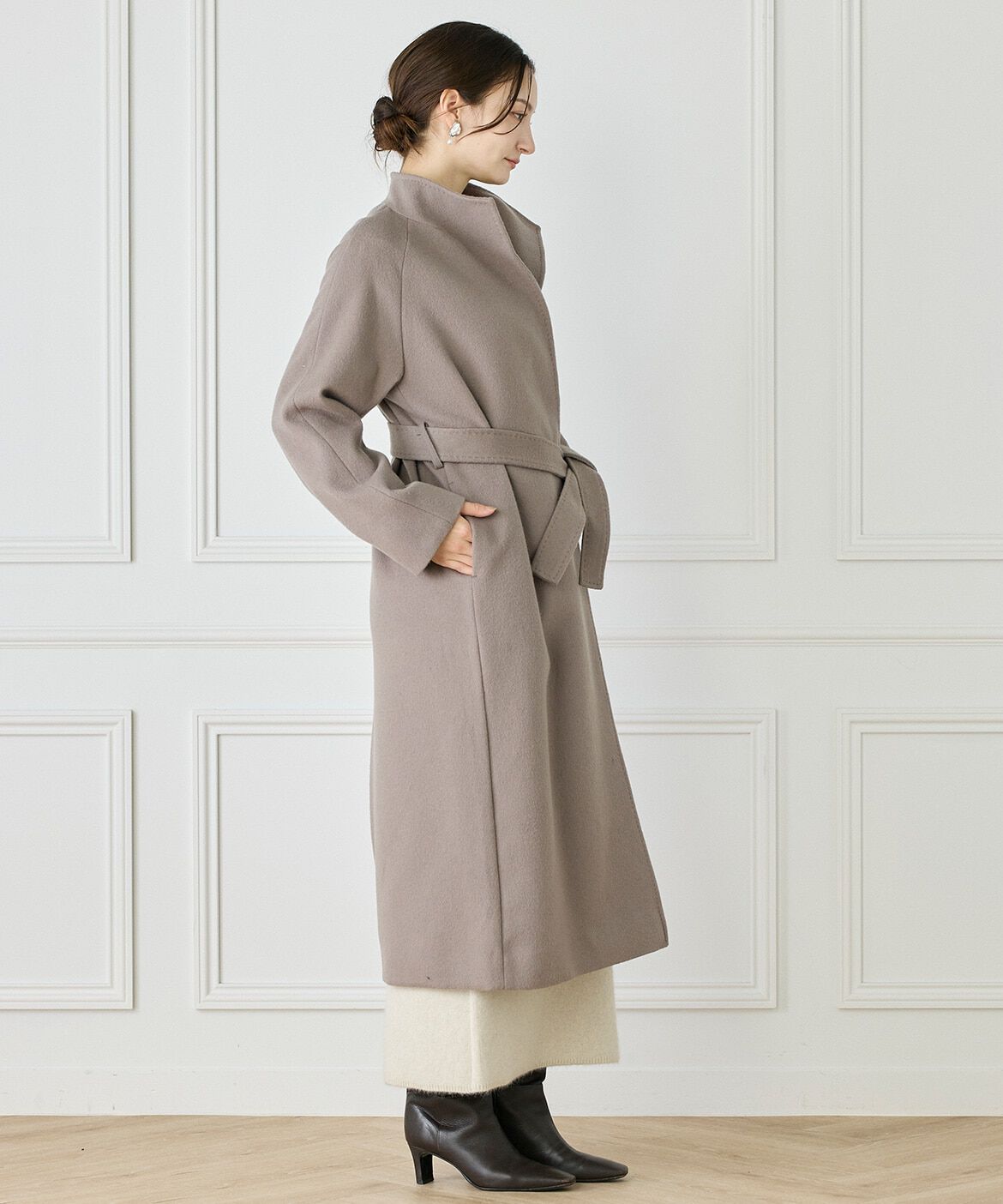 INED「《大きいサイズ》スタンドカラーラグランスリーブコート」|その他|