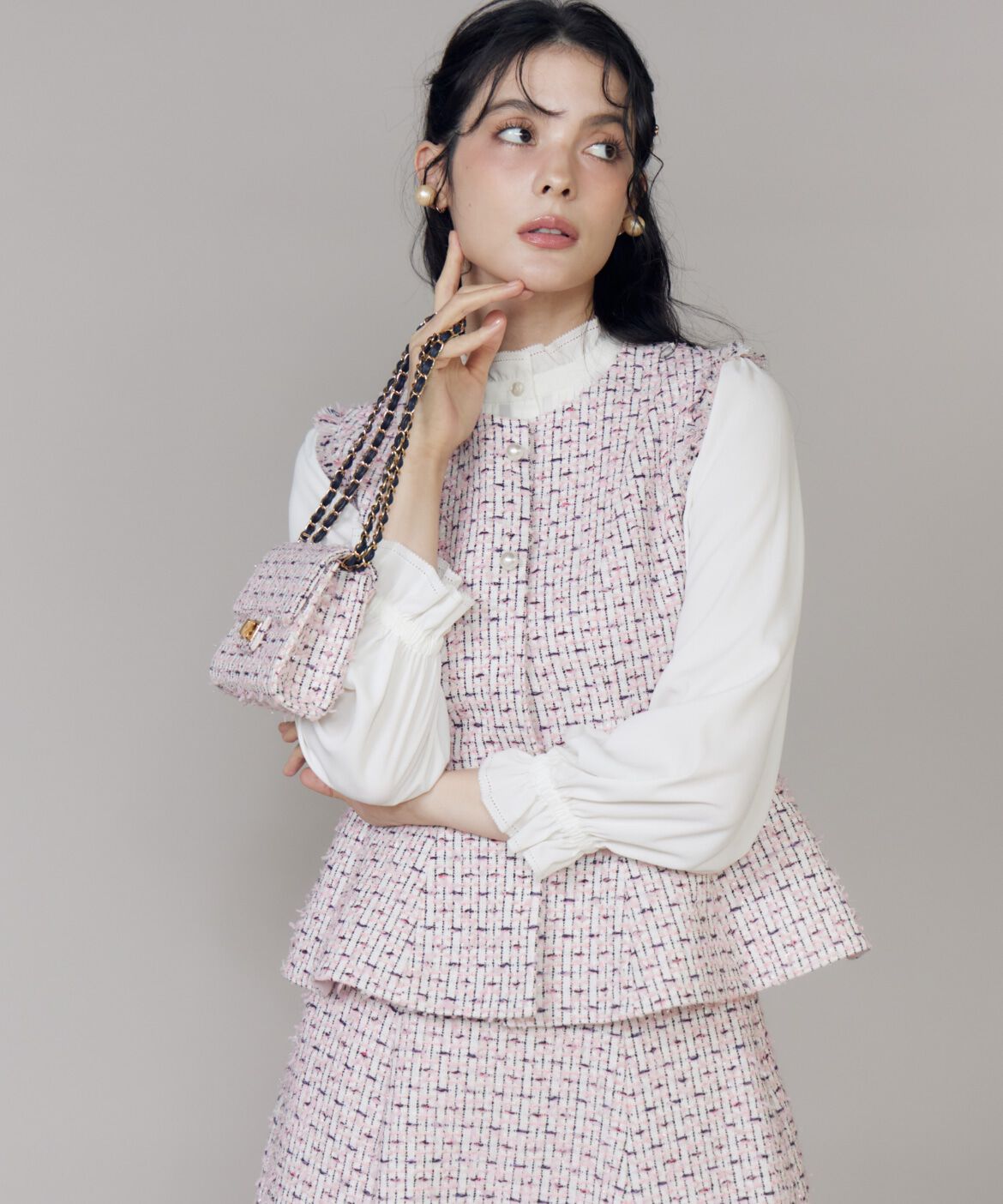 Maglie le cassetto「《M Maglie le cassetto》フリンジツイードジレ」|ダウンベスト・ベスト|