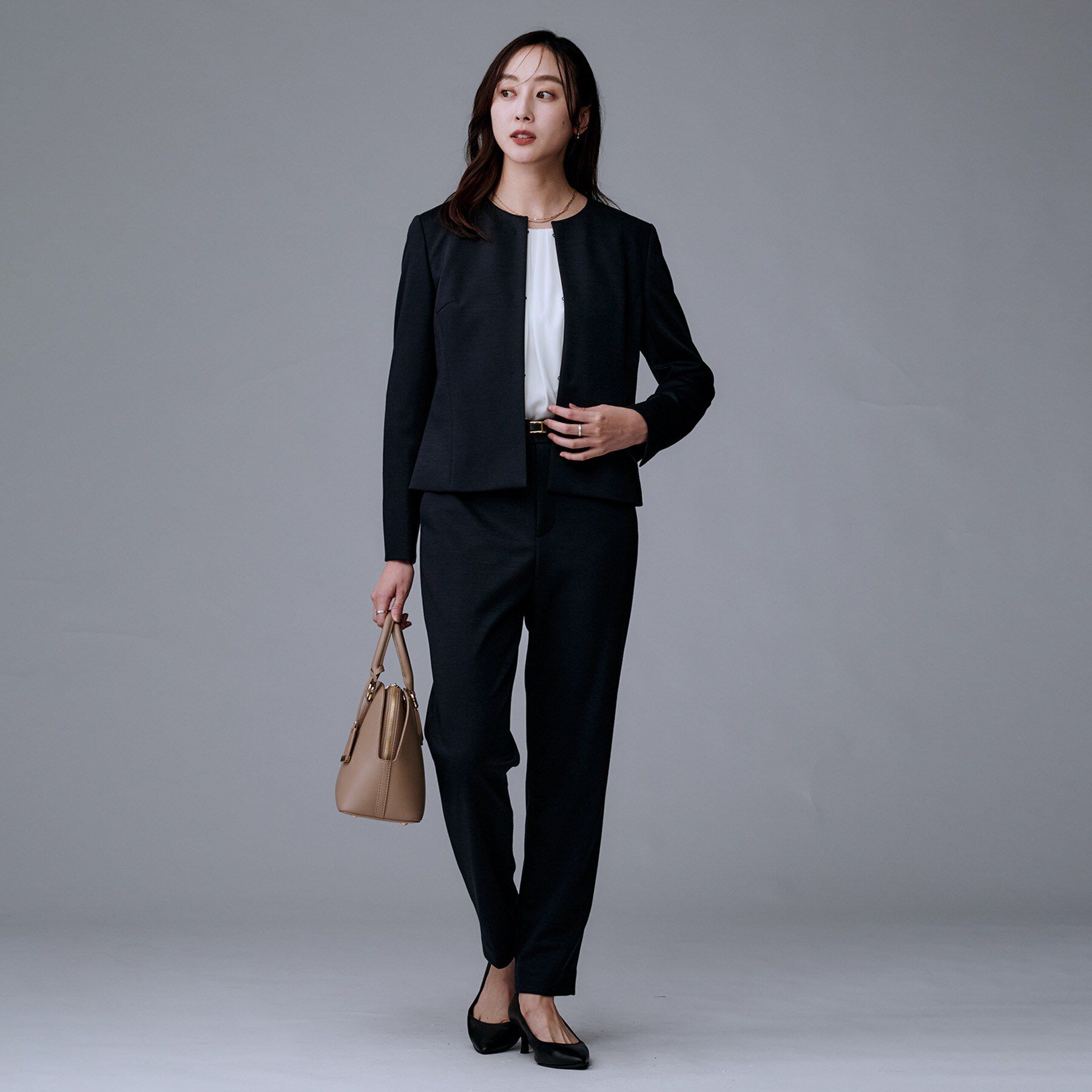 UNTITLED「【洗えるスーツ/ストレッチ】ウール混ジャージ ノーカラージャケット」|ノーカラージャケット|