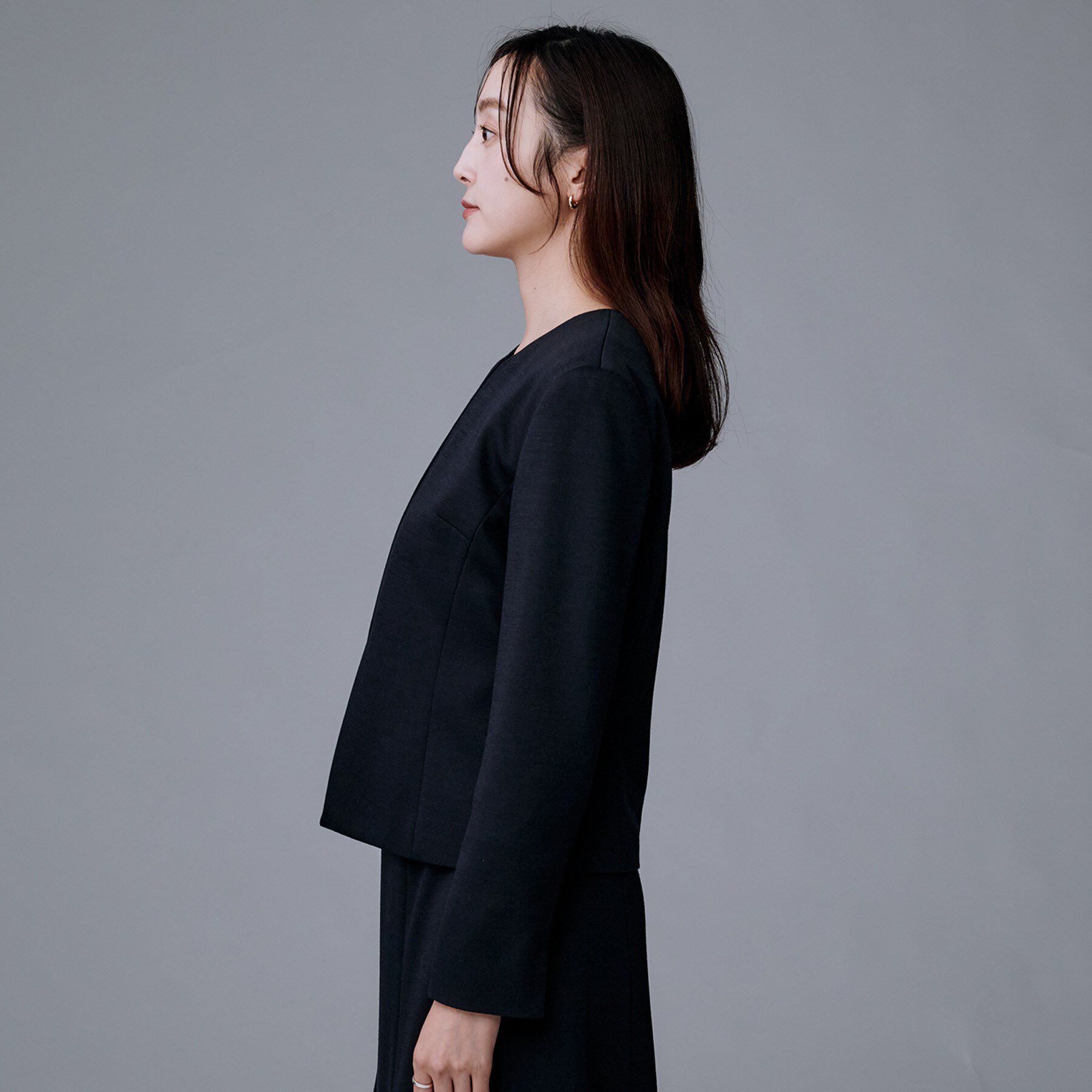 UNTITLED「【洗えるスーツ/ストレッチ】ウール混ジャージ ノーカラージャケット」|ノーカラージャケット|