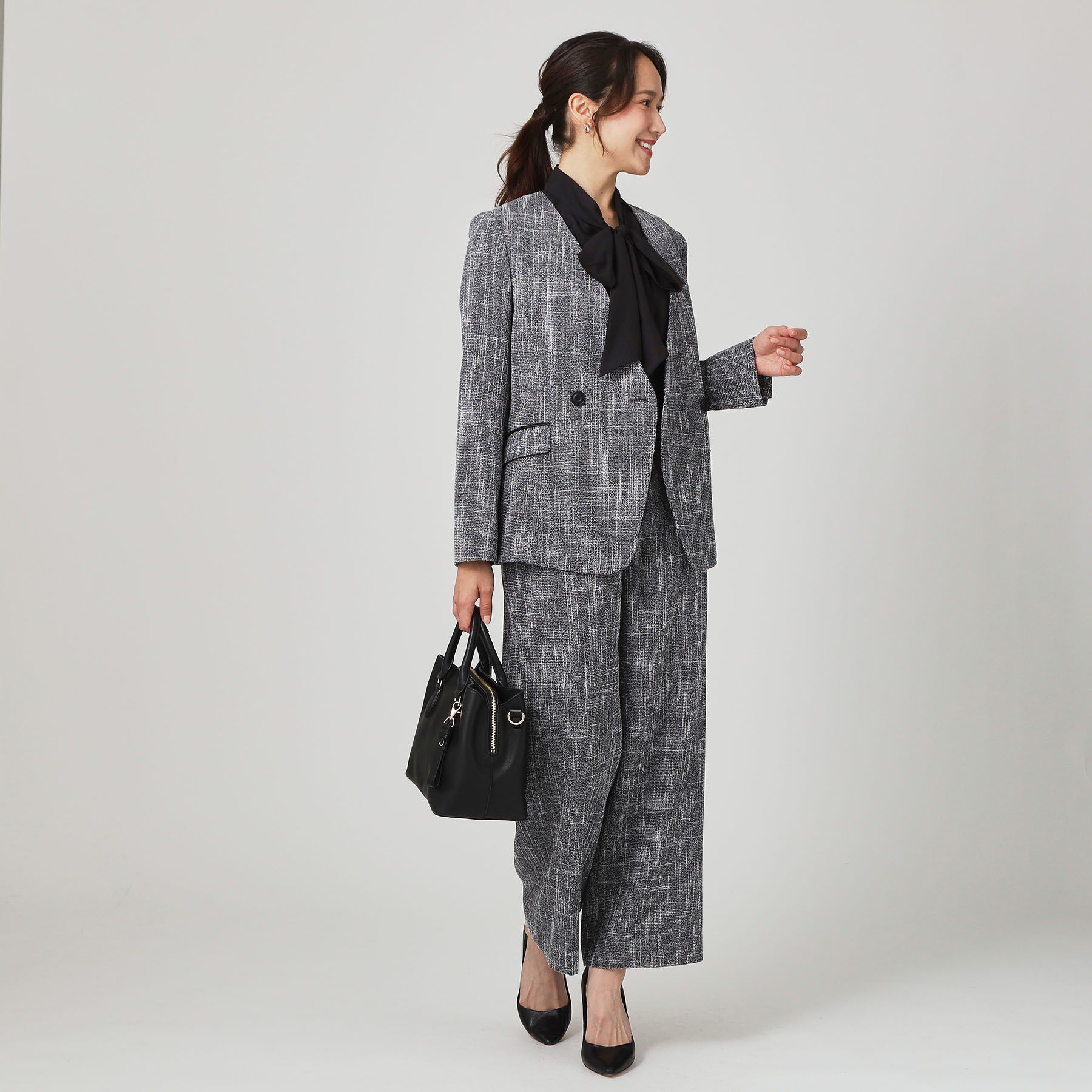 COUP DE CHANCE「【手洗い可／日本製／裏無し／セットアップ可】ツィード見えノーカラージャケット」|ノーカラージャケット|