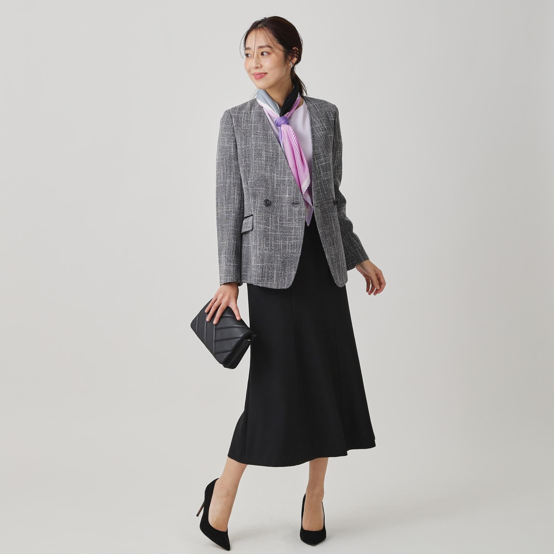 COUP DE CHANCE「【手洗い可／日本製／裏無し／セットアップ可】ツィード見えノーカラージャケット」|ノーカラージャケット|