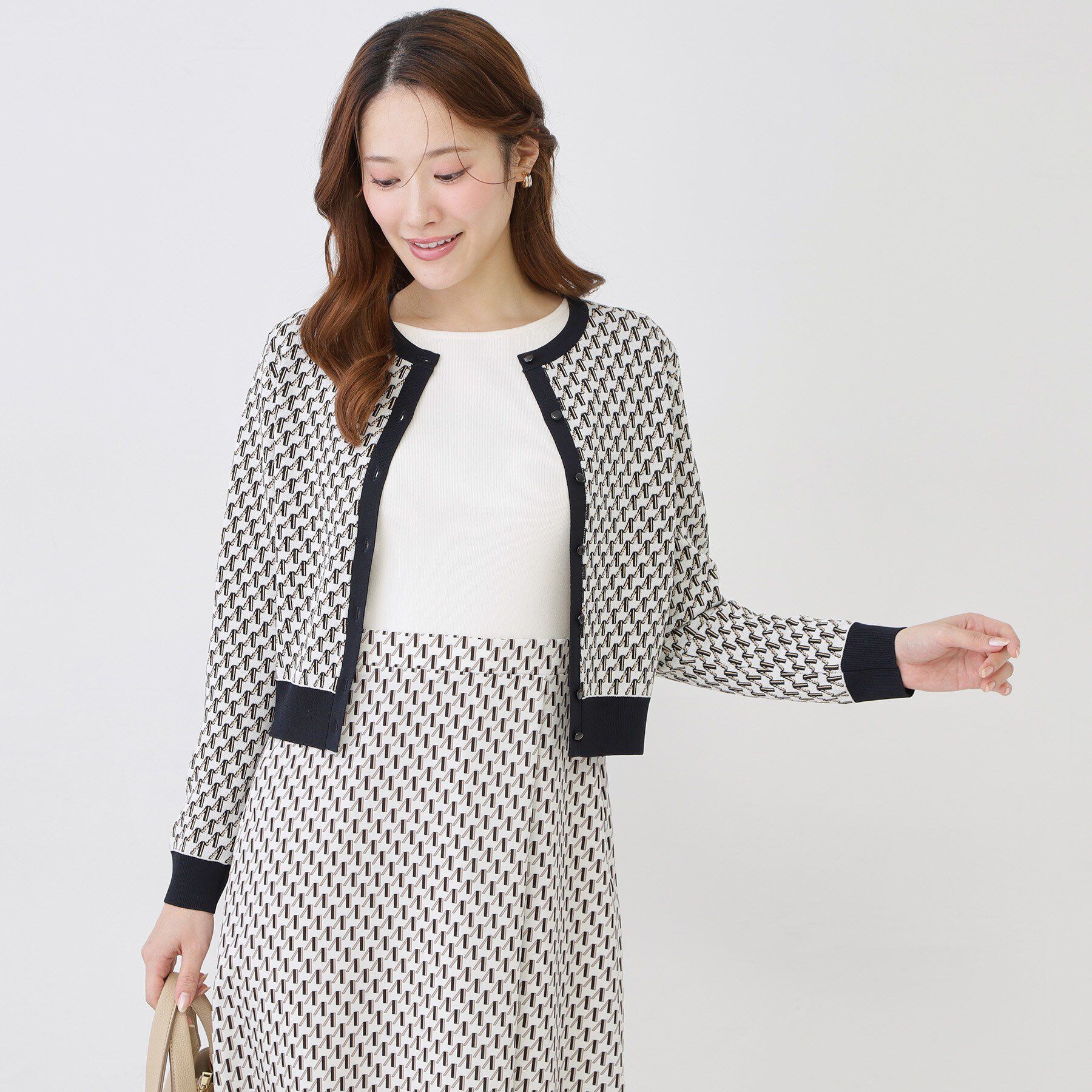 COUP DE CHANCE「【手洗い可／幾何柄】ショート丈カーディガン」|カーディガン|