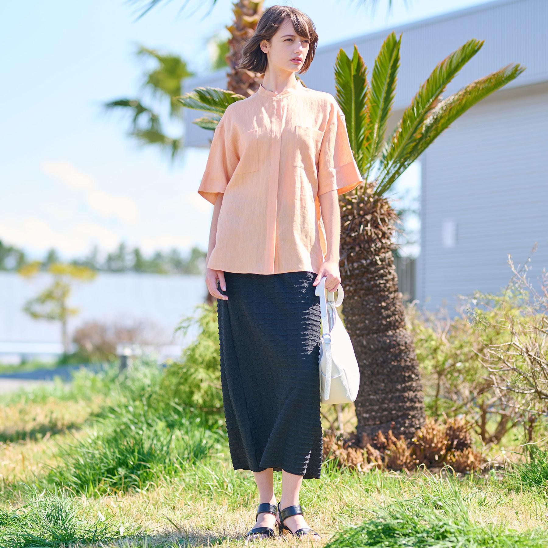 DRESSTERIOR「【リネン100％/洗える】フレンチリネンハーフスリーブシャツ」|シャツ・ブラウス|