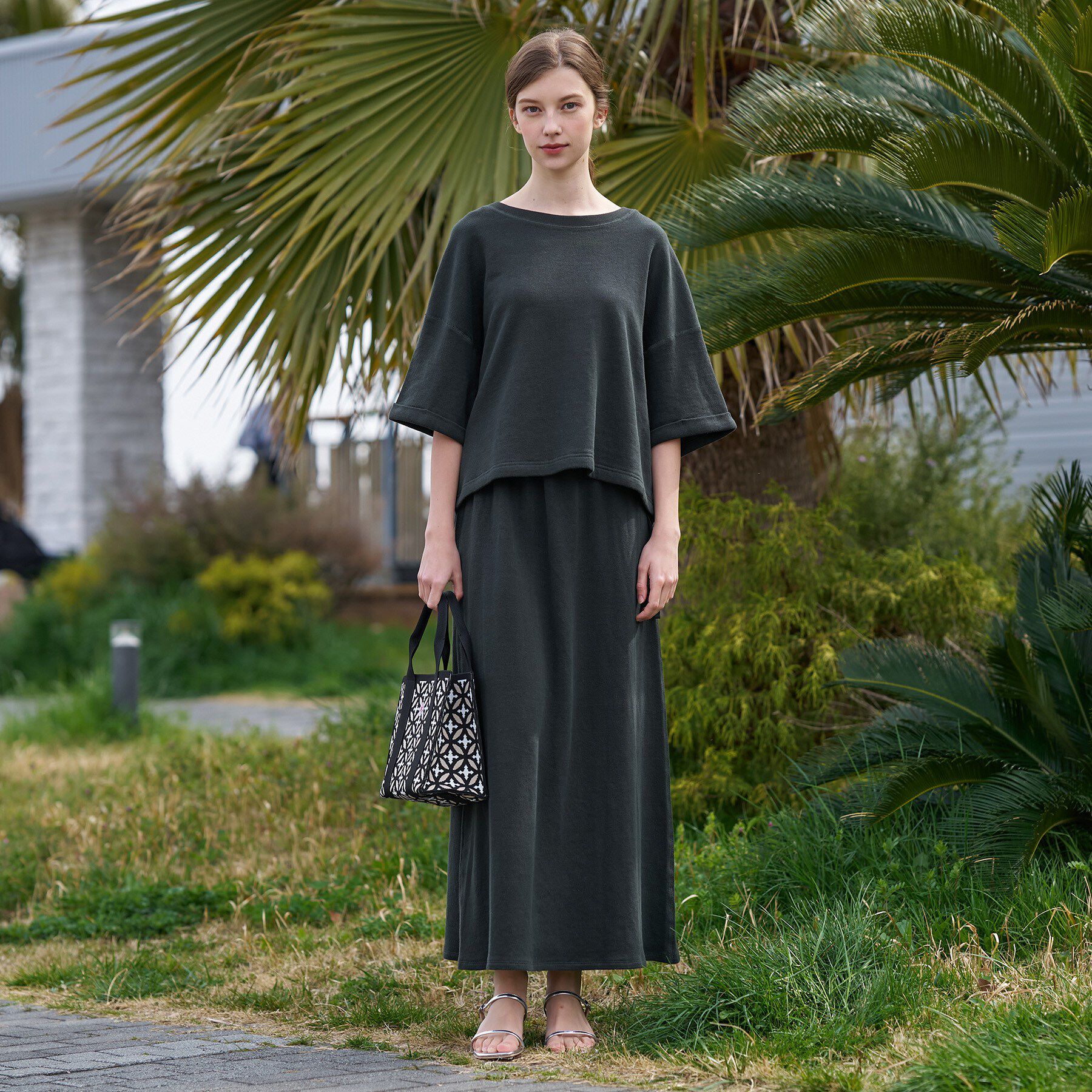 DRESSTERIOR「【ウォッシャブル/セットアップ可】リネン混裏毛ドロストプルオーバー」|Tシャツ・カットソー|