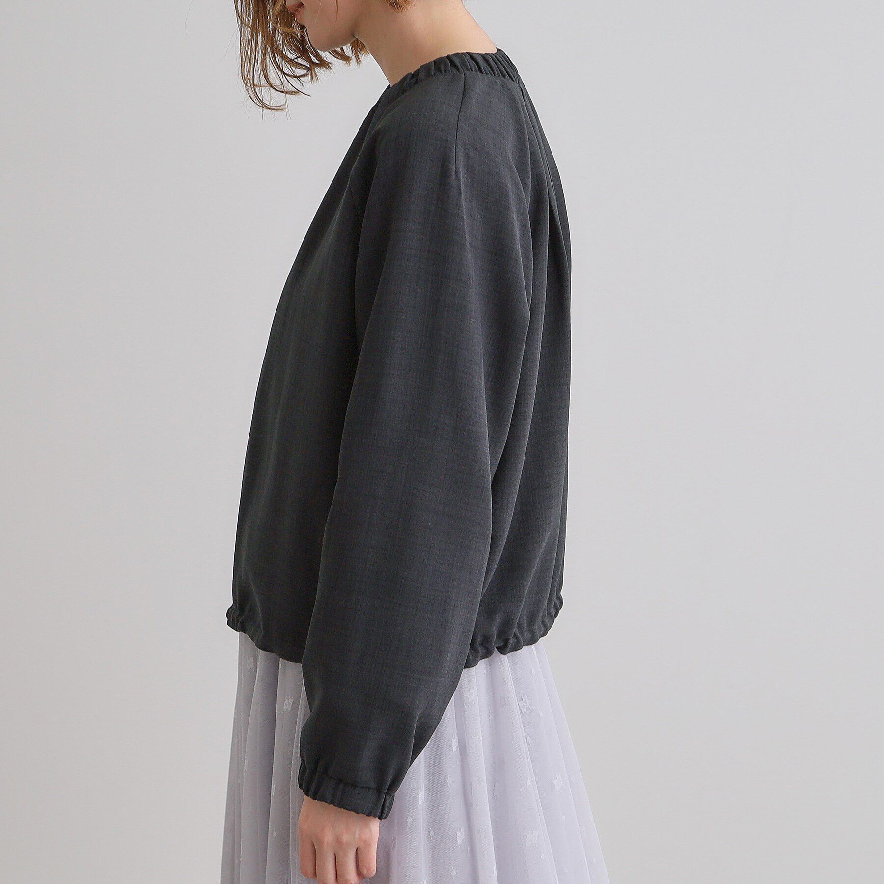 grove「軽やかに羽織る　リネンライクノーカラーブルゾン」|ブルゾン・スタジャン|