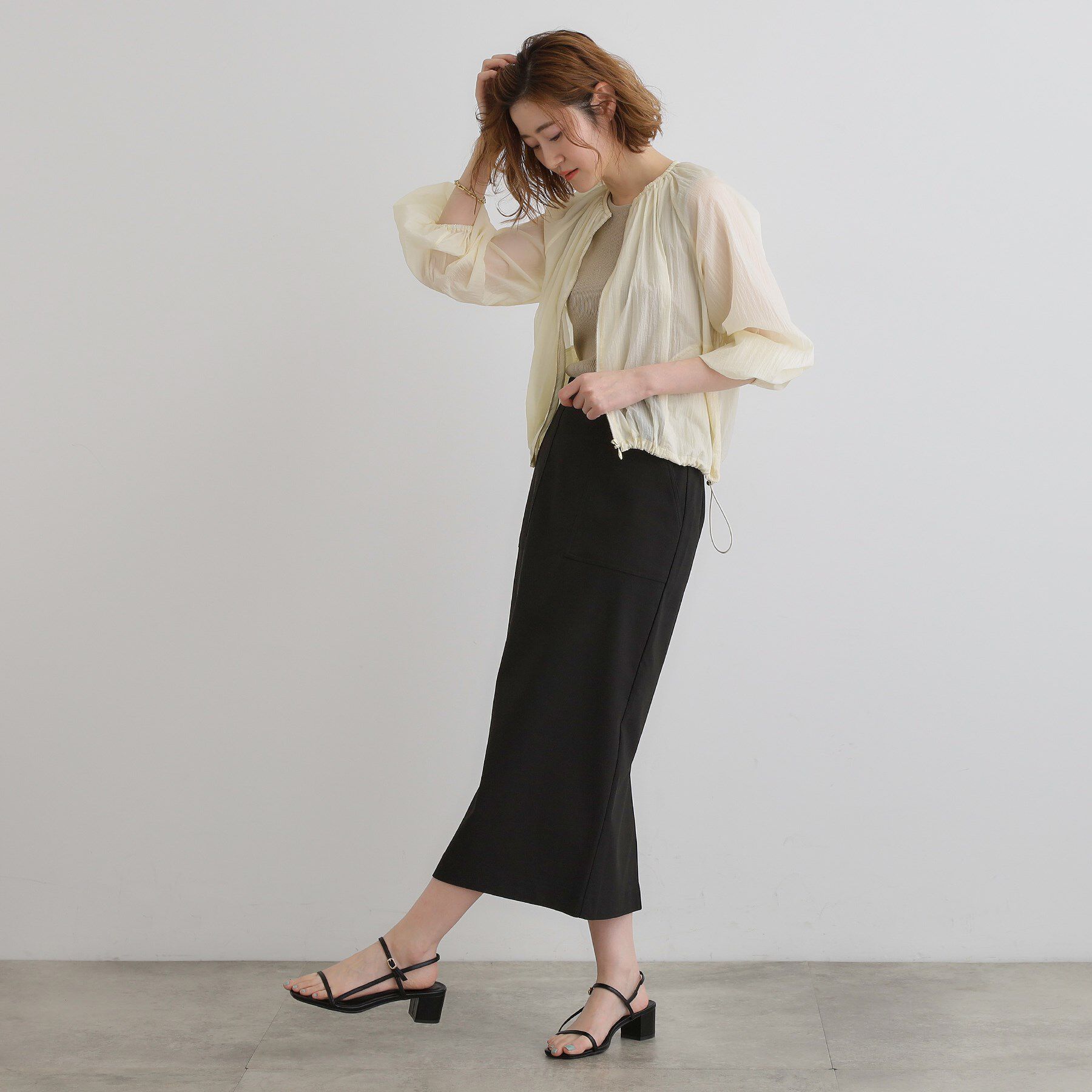 grove「【洗える】シアーナイロンギャザーブルゾン」|ブルゾン・スタジャン|