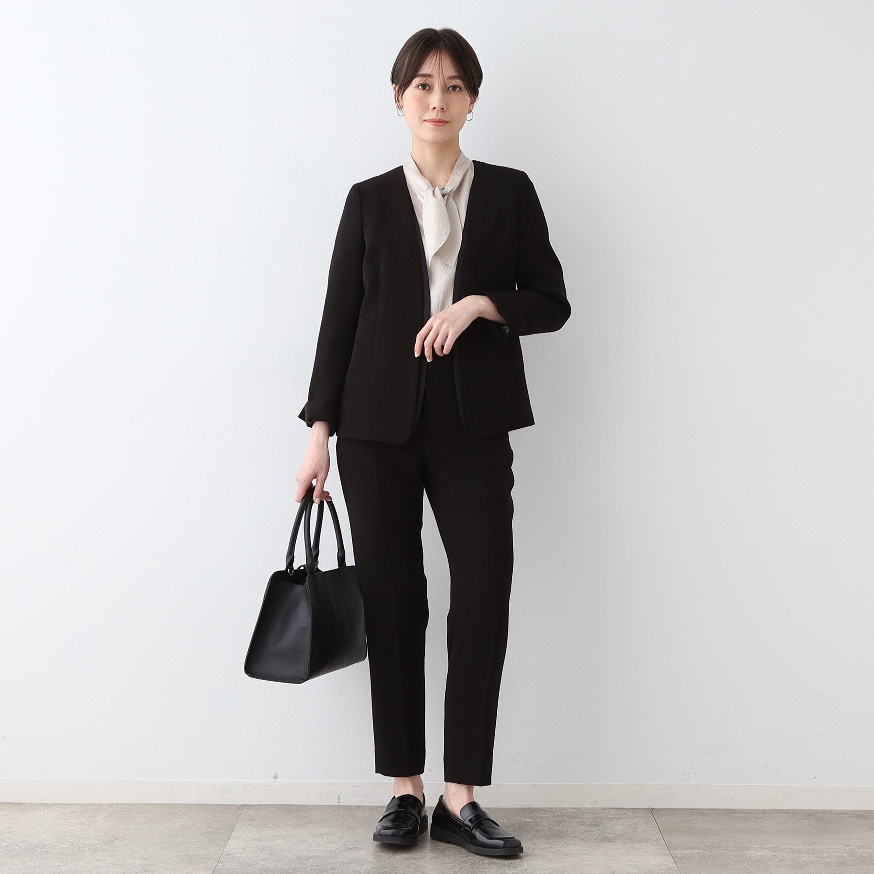 INDIVI「【日本製／トリアセテート混】スタイルアップ ノーカラージャケット」|スーツ|