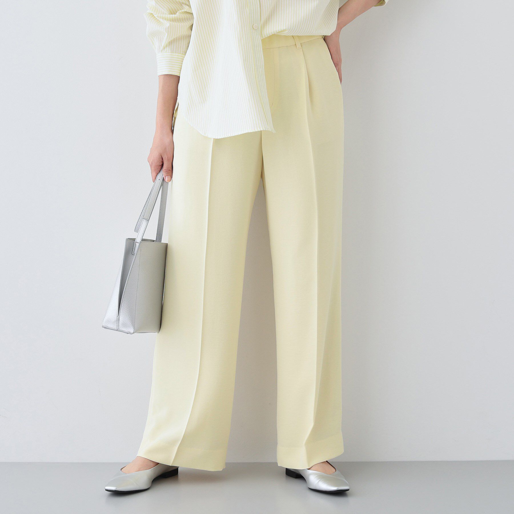 INDIVI「【着る日傘/遮熱/UVケア】ワイドパンツ」|スーツ|イエロー(031)