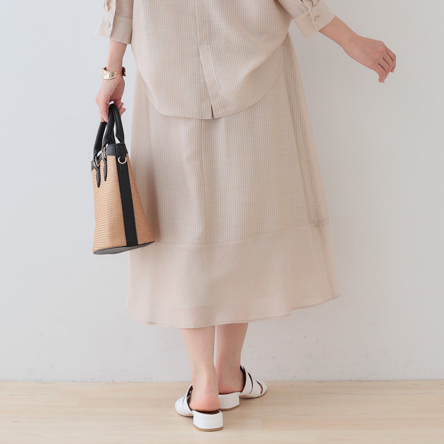 INDIVI「新色登場！【洗える／エアリー素材】巻き風ロングスカート」|スカート|