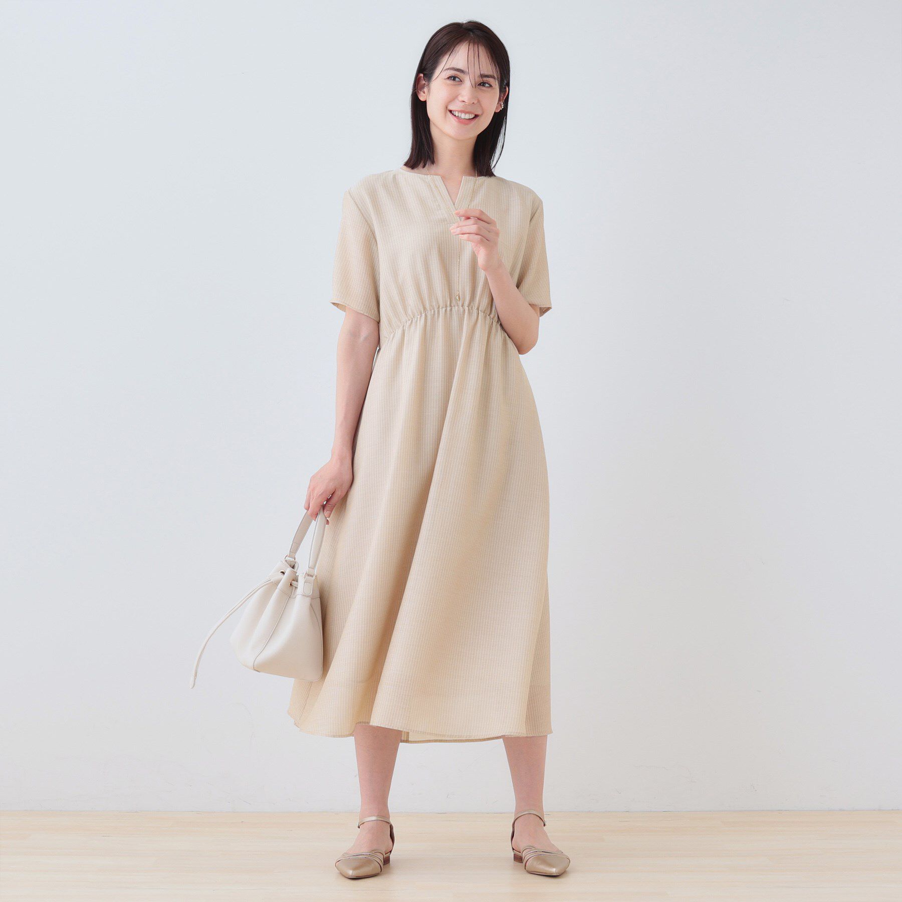 INDIVI「【洗える／エアリー】ハイウエストワンピース」|ワンピース|