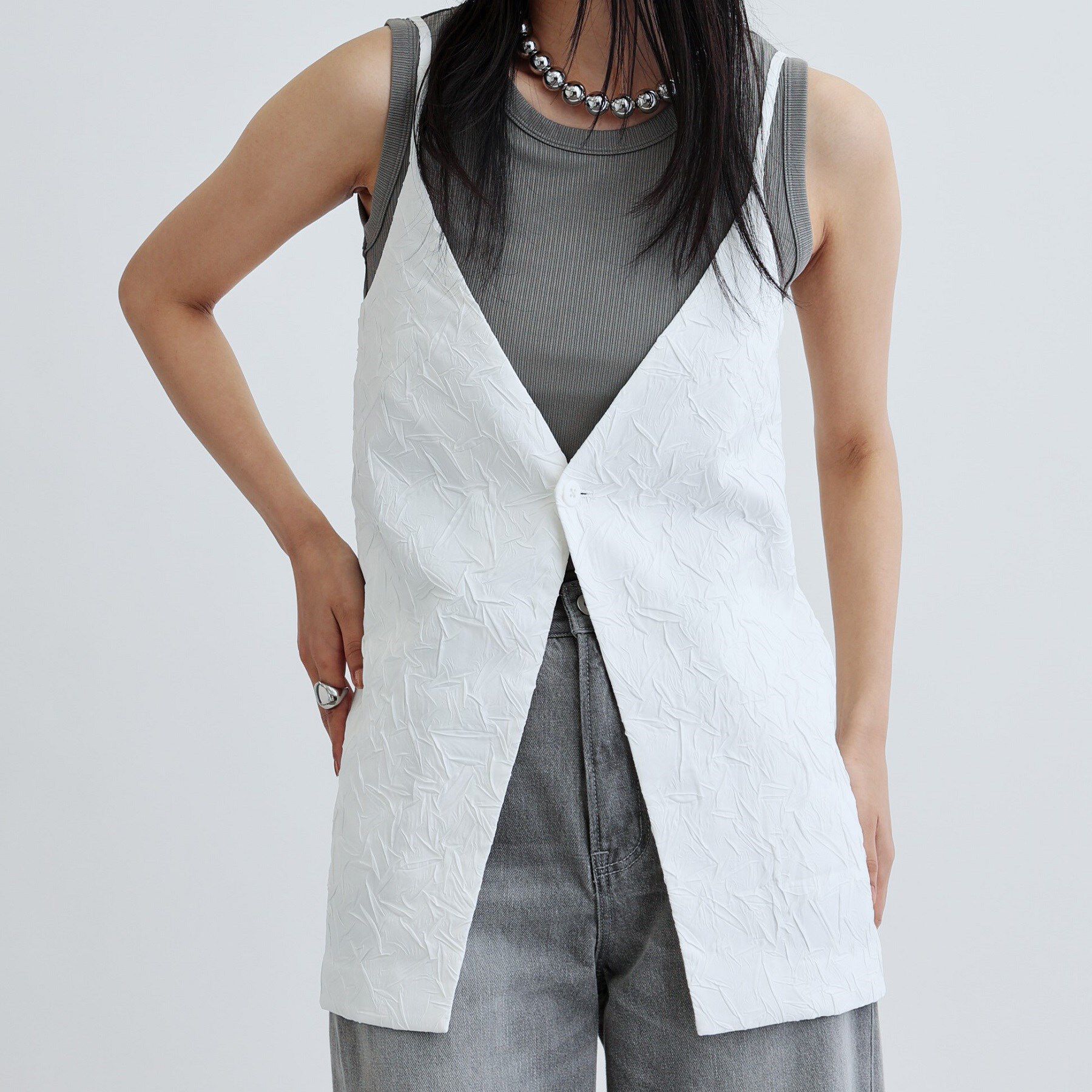 GALLEST「キャミソールジレ」|ベスト・ジレ|ホワイト(001)