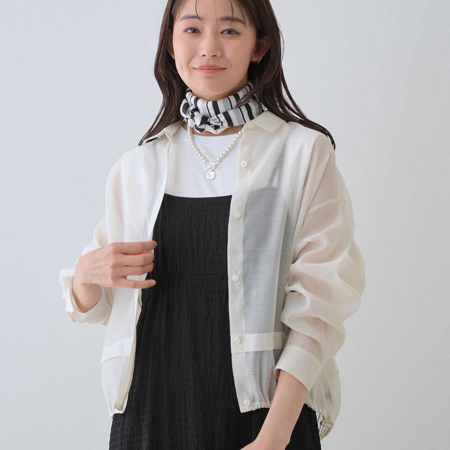 INDIVI「【洗える／ドロスト付】トレンドシアーシャツ」|シャツ・ブラウス|