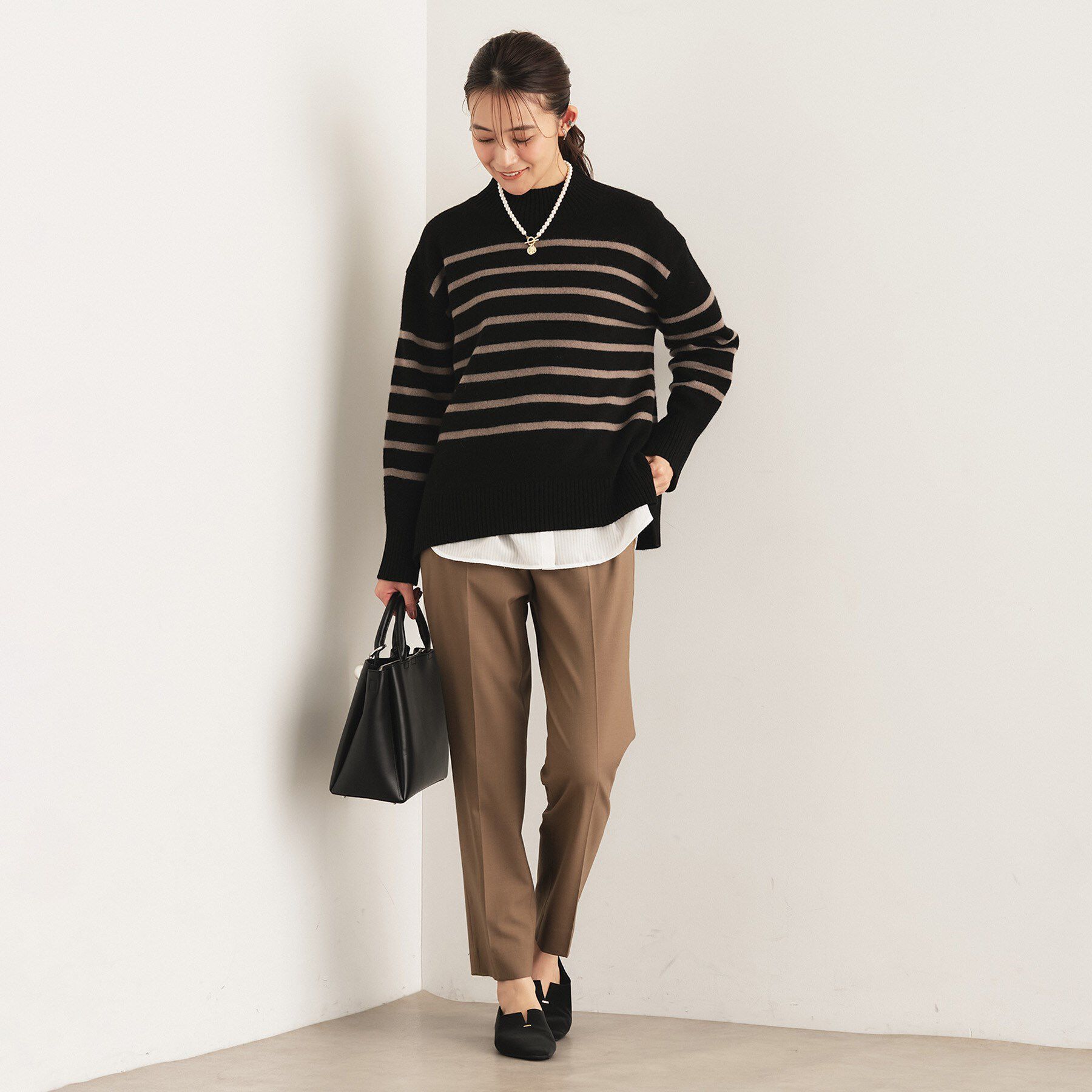 INDIVI「【コットン】シャツ切り替えカットソー」|Tシャツ・カットソー|