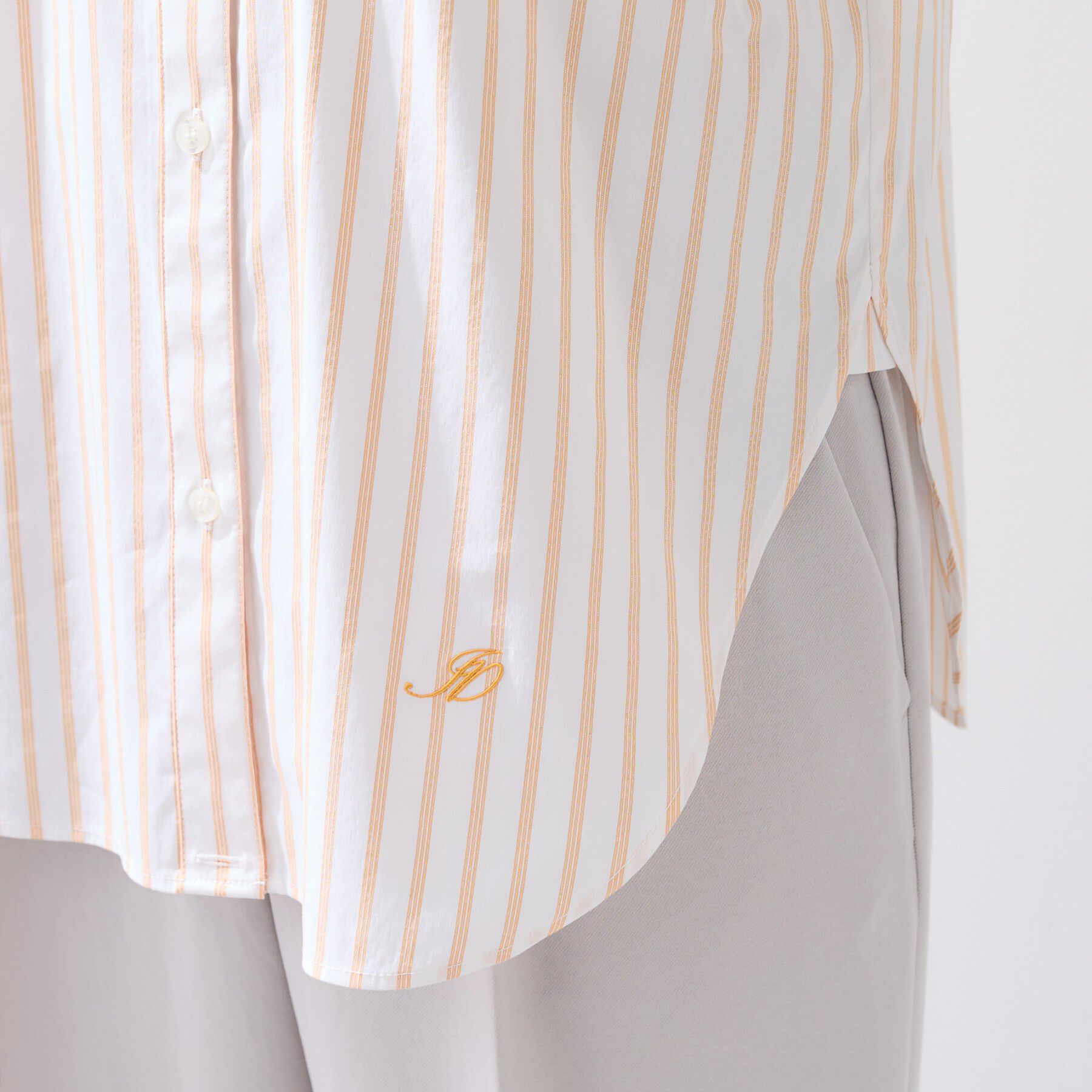 INDIVI「【2WAY／洗える】ラメストライプ コットン混シャツ」|シャツ・ブラウス|