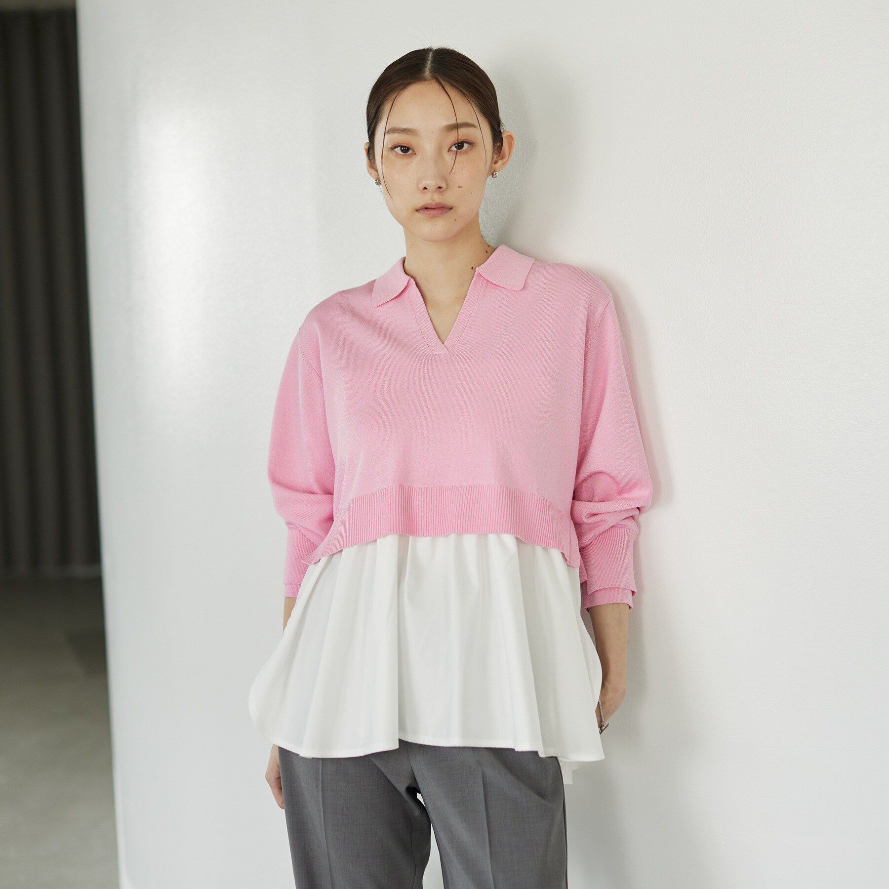GALLEST「ペプラムドッキングニット」|ニット・セーター|ピンク(072)
