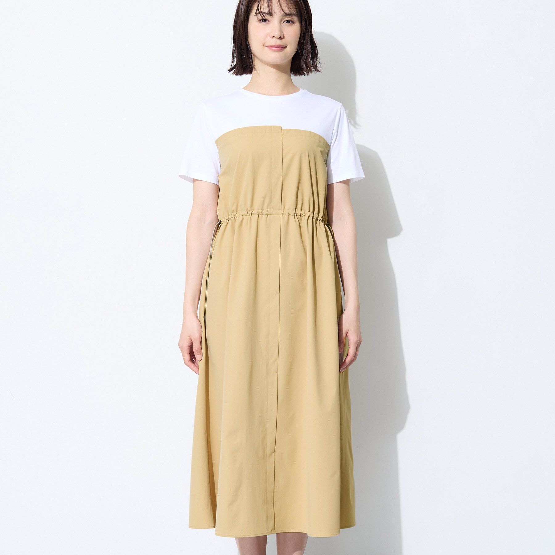 INDIVI「【洗える／1枚でキマる／ドロスト付】ビスチェ風ドッキングTワンピース」|ワンピース|