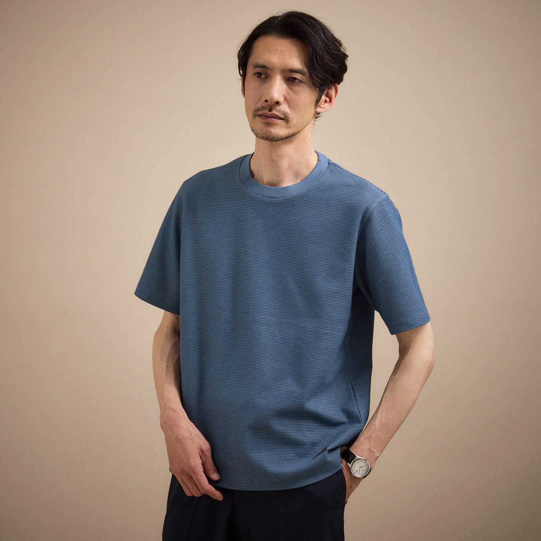 TAKEO KIKUCHI「【抗菌防臭】メランジ クルーネック プルオーバー」|Tシャツ・カットソー|ブルー(092)