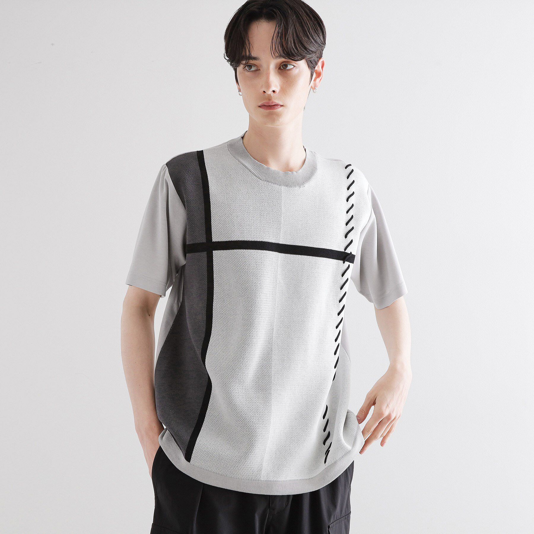 tk.TAKEO KIKUCHI「ニットドッキングクロスオーバー」|Tシャツ・カットソー|