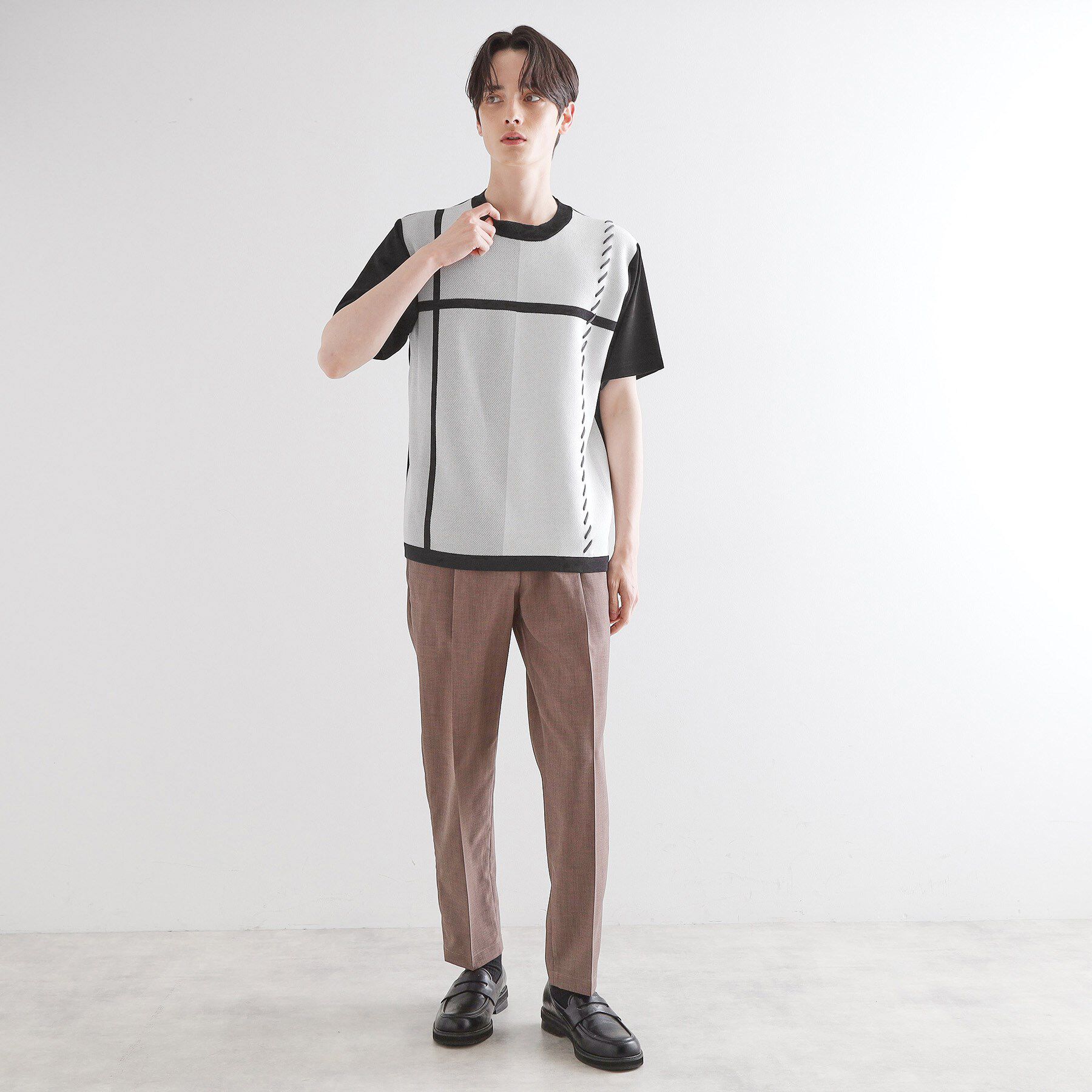 tk.TAKEO KIKUCHI「ニットドッキングクロスオーバー」|Tシャツ・カットソー|