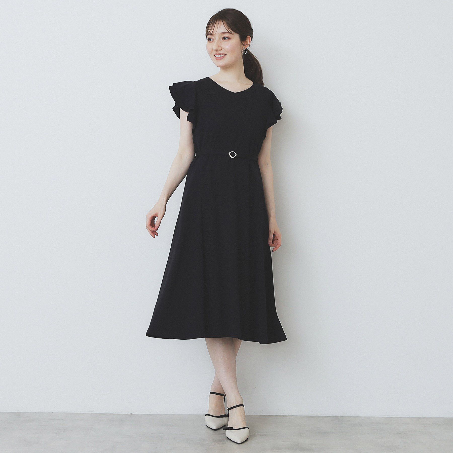 index「《5色展開/S-LLサイズ》シルケットVネックフレアワンピース【接触冷感/UVケア/洗濯機洗い可】」|ワンピース|