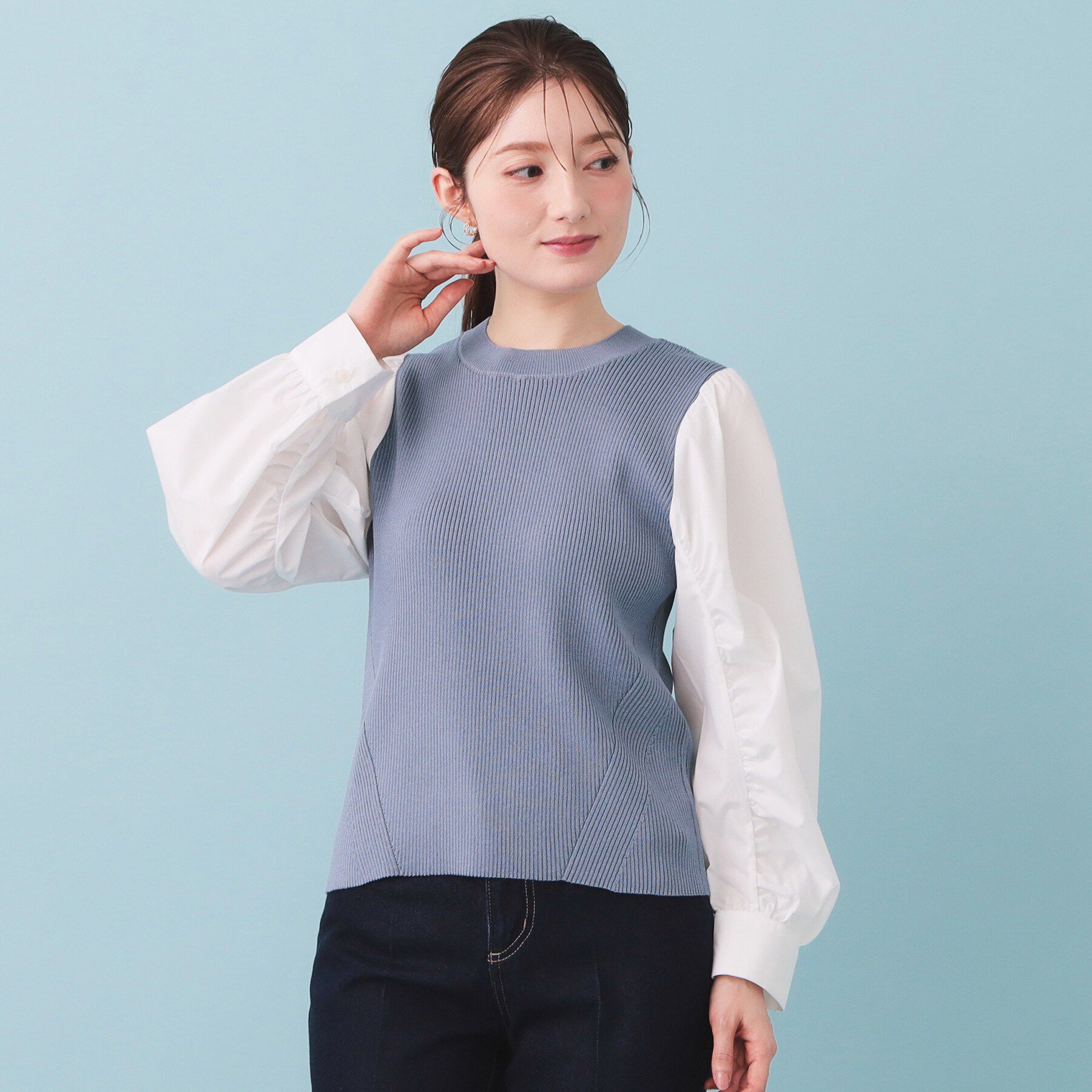 index「シャーリングドッキングニット【洗濯機OK】」|ニット・セーター|