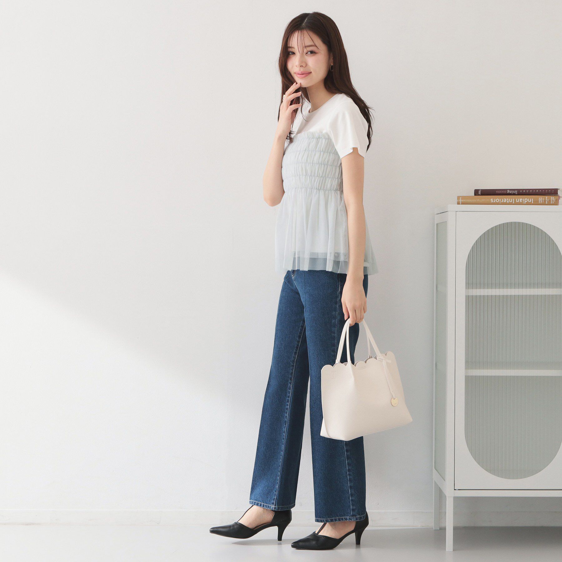 index「チュールペプラムトップス【洗濯機OK・接触冷感・UVケア】」|Tシャツ・カットソー|