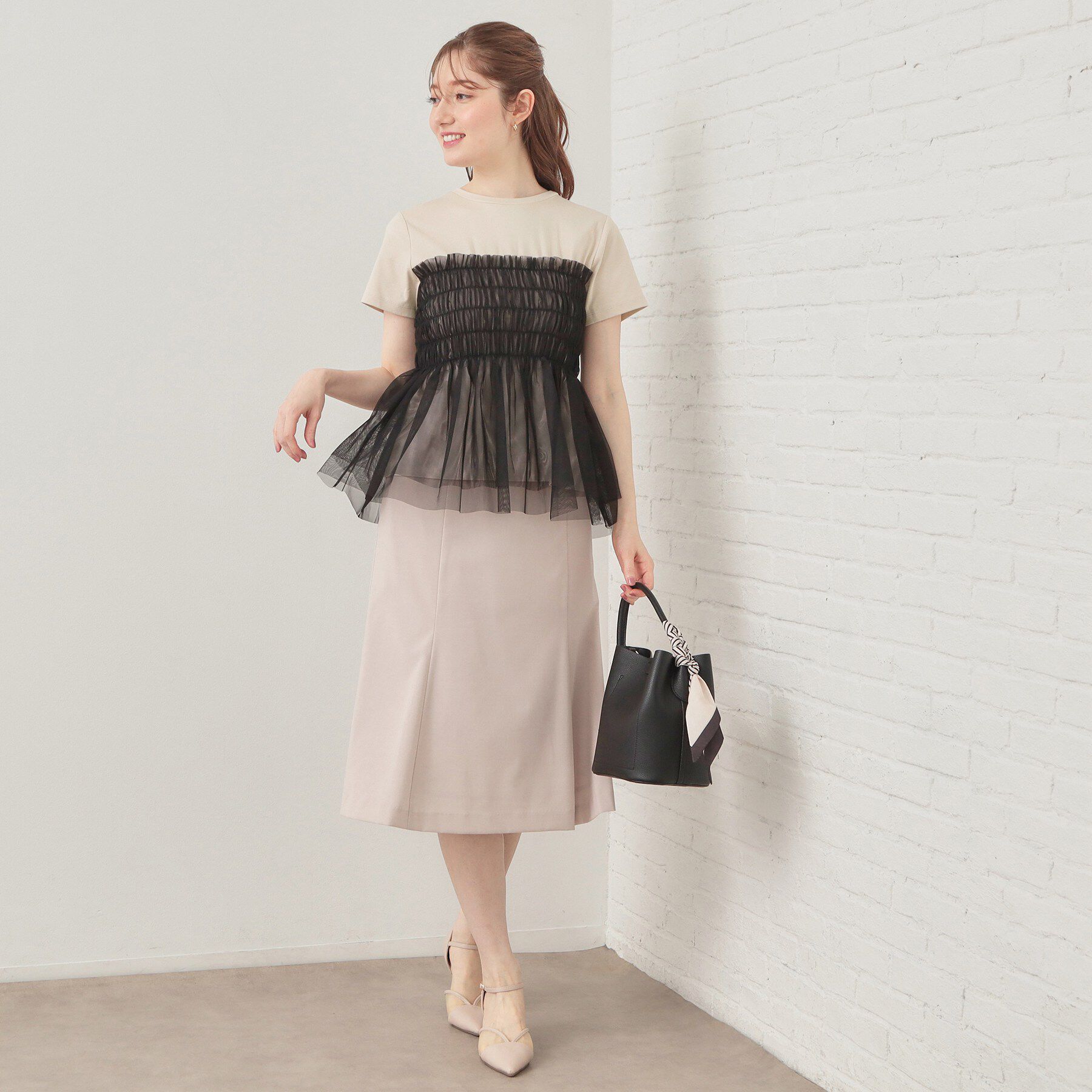 index「チュールペプラムトップス【洗濯機OK・接触冷感・UVケア】」|Tシャツ・カットソー|