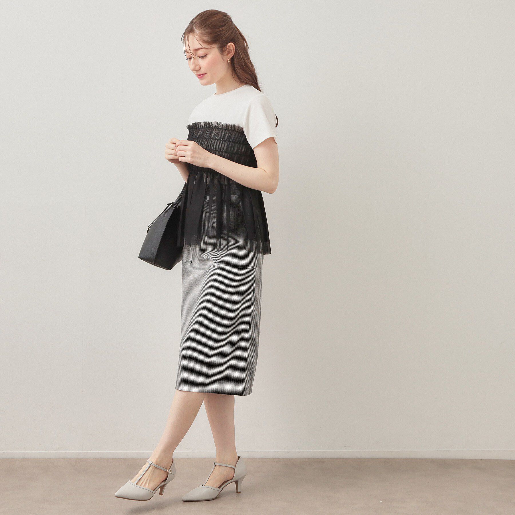 index「チュールペプラムトップス【洗濯機OK・接触冷感・UVケア】」|Tシャツ・カットソー|