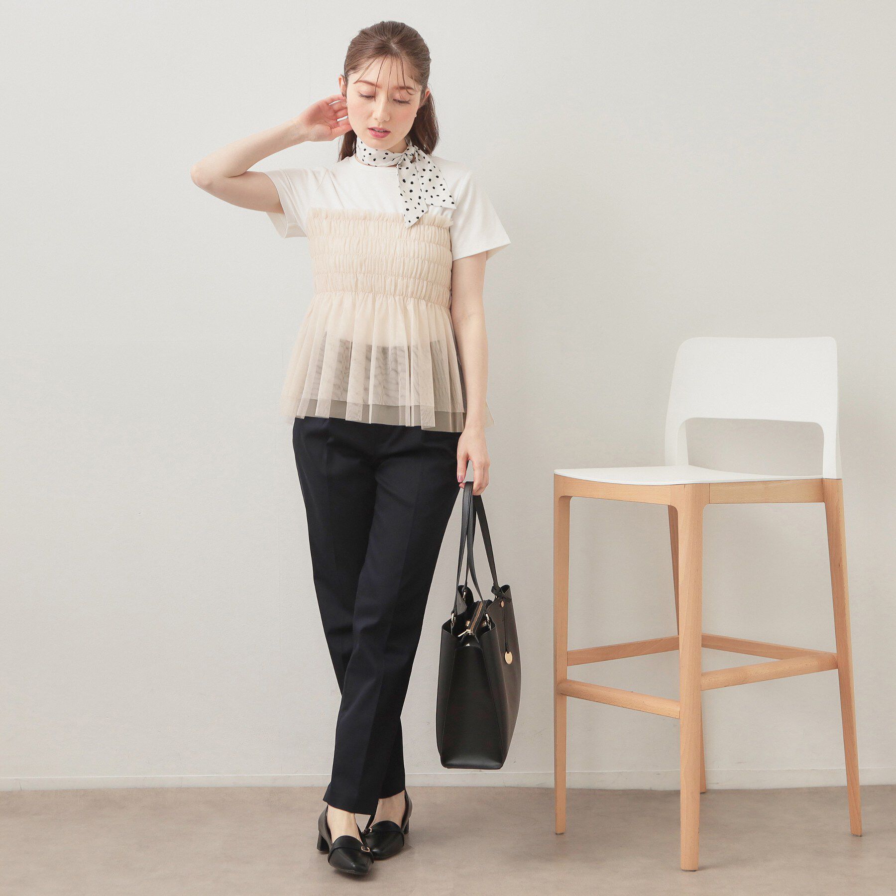 index「チュールペプラムトップス【洗濯機OK・接触冷感・UVケア】」|Tシャツ・カットソー|