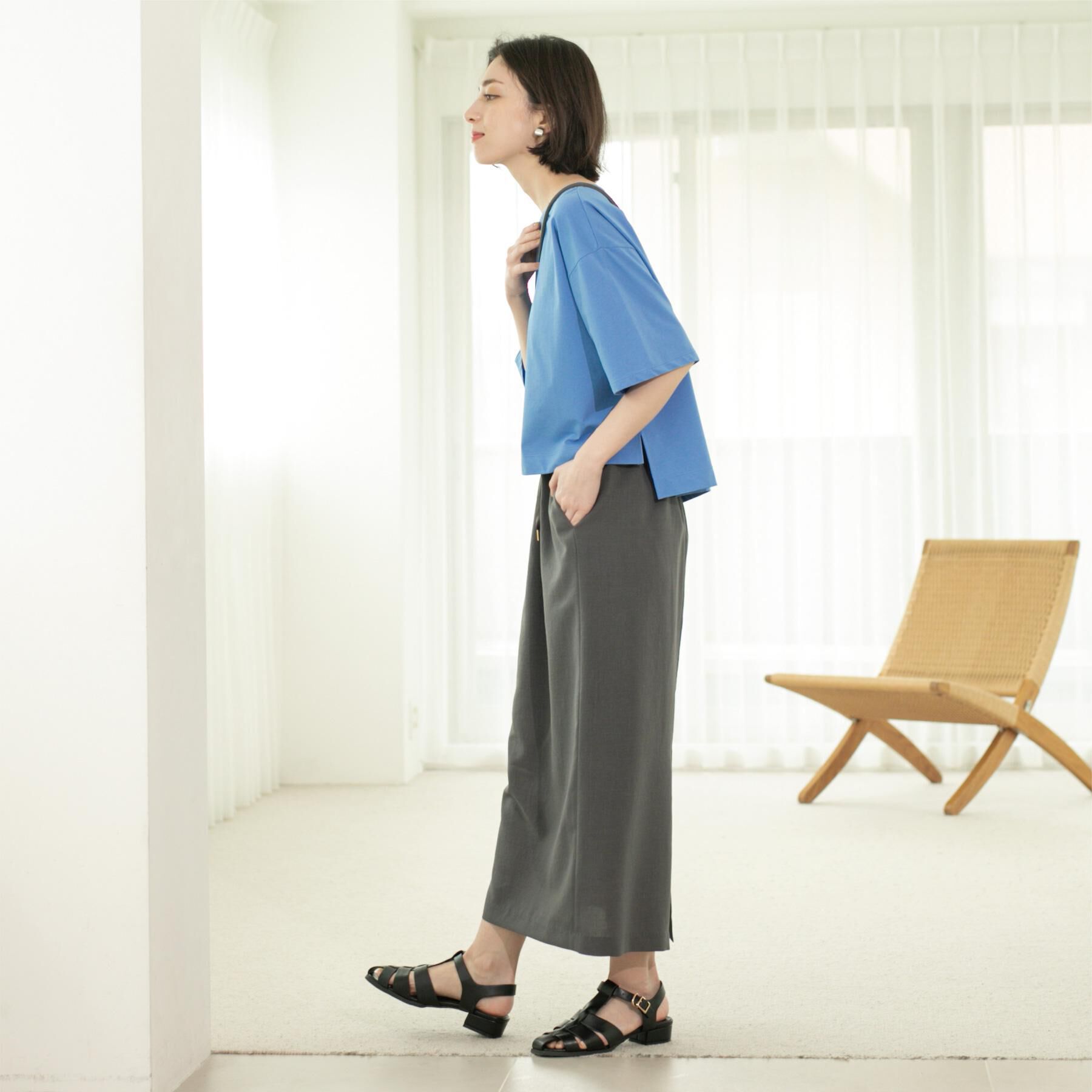 OPAQUE.CLIP「ボートネックショートTシャツ【洗濯機洗い可】」|Tシャツ・カットソー|