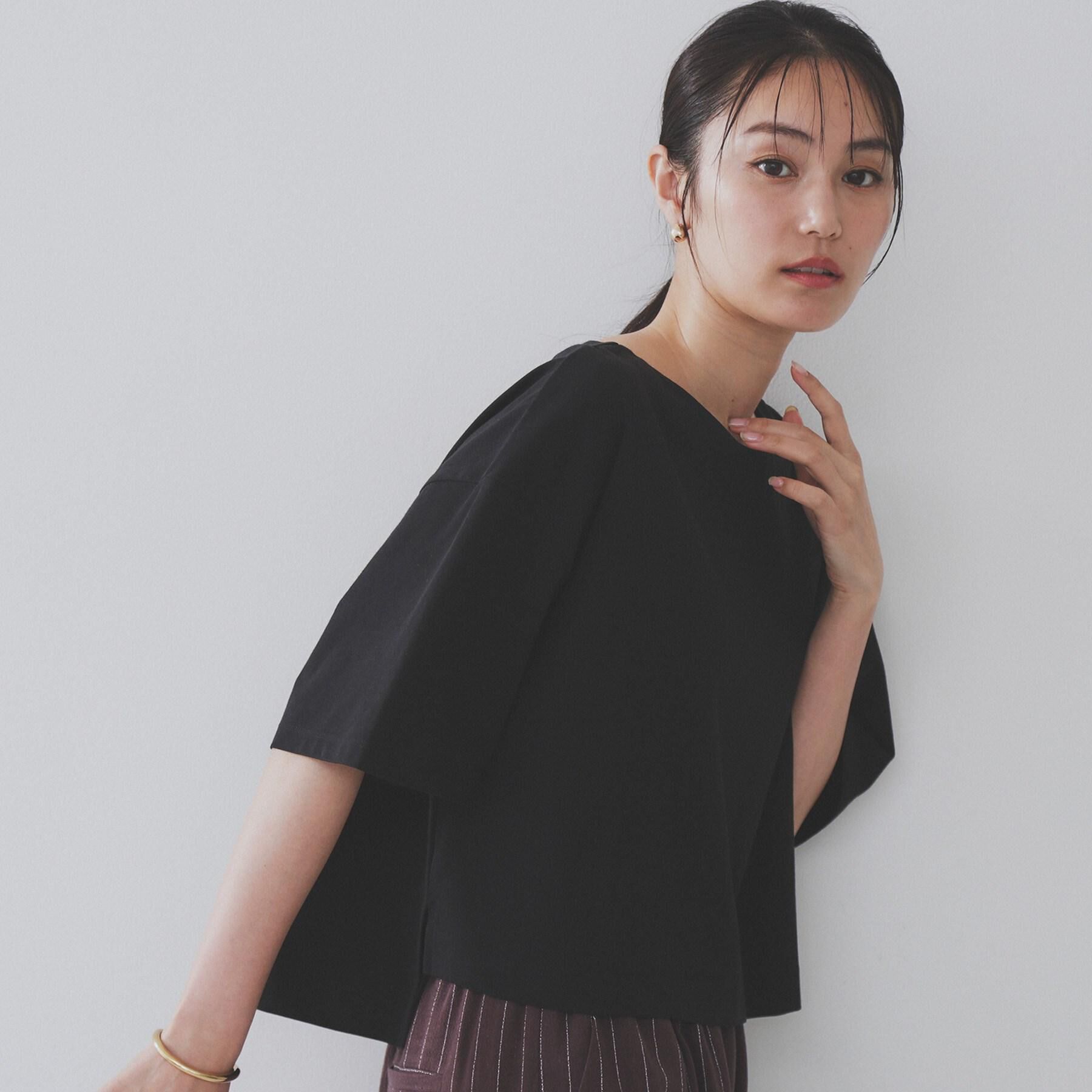 OPAQUE.CLIP「ボートネックショートTシャツ【洗濯機洗い可】」|Tシャツ・カットソー|