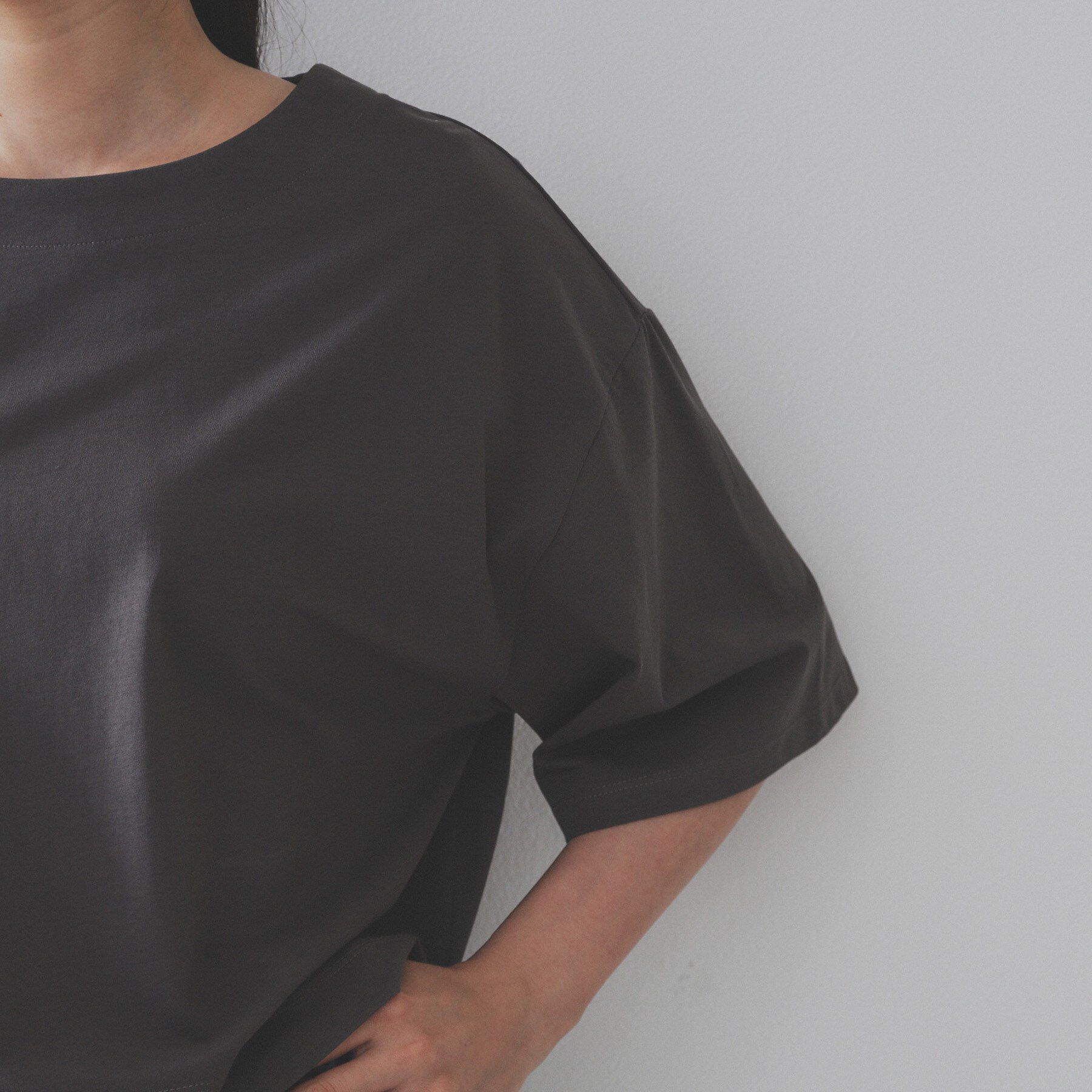 OPAQUE.CLIP「ボートネックショートTシャツ【洗濯機洗い可】」|Tシャツ・カットソー|